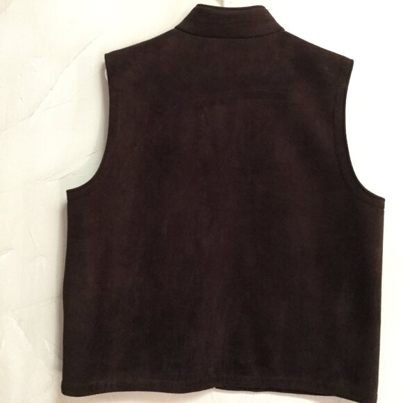 Talbots Women Siz Large Suede Vest Brown Zip Close Snap Tab Pockets Machine wash - Picture 3 of 3